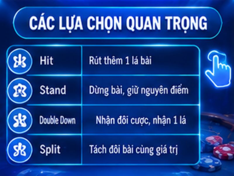 Những lựa chọn quan trọng trong Blackjack